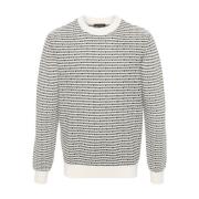 Beige Sweaters met Intarsia-Gebreid Logo Emporio Armani , Multicolor ,...