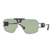 Gunmetal/Green Sunglasses Versace , Green , Heren