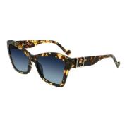 Vintage Tortoise/Blue Shaded Zonnebril Liu Jo , Multicolor , Dames