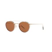 Clip-On Sunglasses Brushed Silver/Persimmon Oliver Peoples , Brown , U...