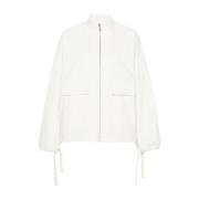 Witte Canvas Jas met Logo Patch Jil Sander , White , Dames