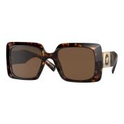 Medusa Stud Zonnebril Donker Havana/Bruin Versace , Brown , Dames