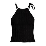 Off-shoulder top met opengewerkt patroon Halfboy , Black , Dames