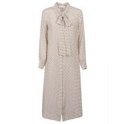 Polkadot zijden midi-jurk Crida Milano , White , Dames