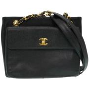 Pre-owned Leather shoppers Chanel Vintage , Black , Dames