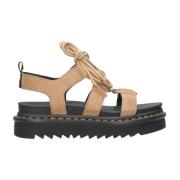 Bruine Leren Sandalen met Gespen en Veters Dr. Martens , Brown , Dames