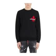 Intarsia Logo Crewneck Sweater Dsquared2 , Black , Heren