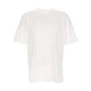 Dubbel Katoen en Stretch Mesh T-shirt Jil Sander , White , Heren