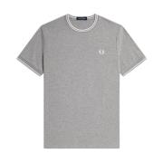 Gestreept Ribbel Rond Hals T-Shirt Fred Perry , Gray , Heren