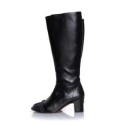 Pre-owned Leather boots Chanel Vintage , Black , Dames