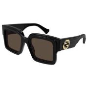 Zwarte/donkerbruine zonnebril Gucci , Black , Dames