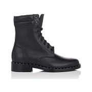 Zwarte Leren Veterschoenen Off White , Black , Dames