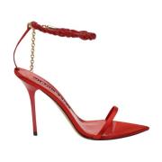 Elegante Satijnen Sandalen met Kristallen Band Hibourama , Red , Dames