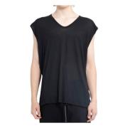 Zwart Mouwloos V-Hals T-Shirt Thom Krom , Black , Heren