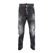 Slim Fit Zwarte Jeans voor Heren Dsquared2 , Black , Heren