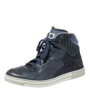 Pre-owned Leather sneakers Salvatore Ferragamo Pre-owned , Blue , Dame...