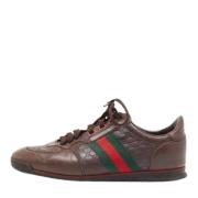 Pre-owned Leather sneakers Gucci Vintage , Brown , Dames