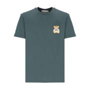 Groene Teddy Bear Logo T-shirt Moschino , Green , Heren