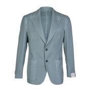 Heren Slim Fit Katoen en Ramie Blazer L.b.m. 1911 , Blue , Heren