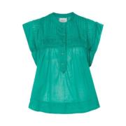 Mouwloze Katoenen Voile Blouse Isabel Marant , Green , Dames