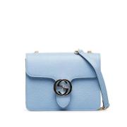 Pre-owned Leather shoulder-bags Gucci Vintage , Blue , Dames