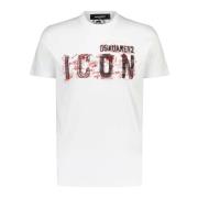 Logo Print Casual Fit T-Shirt Dsquared2 , White , Heren