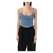 Blauwe Denim Corset Top Magda Butrym , Blue , Dames