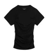 Gerimpeld Ria T-shirt Axel Arigato , Black , Dames