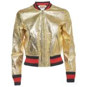 Pre-owned Leather outerwear Gucci Vintage , Yellow , Dames