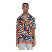 Tijgerprint Korte Mouw Overhemd Just Cavalli , Multicolor , Heren