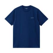 Script Borduurwerk T-shirt in Elder/Wit Carhartt Wip , Blue , Heren