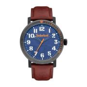 Blauw Leren Quartz Horloge, 5Atm Timberland , Gray , Heren