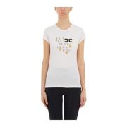 Katoen Logo T-Shirt Elisabetta Franchi , White , Dames