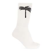 Geribbelde sokken Palm Angels , White , Heren