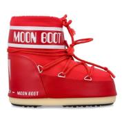 Rode Enkellaarzen met Slip-on Design Moon Boot , Red , Dames