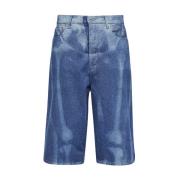 Blauwe Bermuda Jeans - Oversized Fit - 100% Katoen Off White , Blue , ...