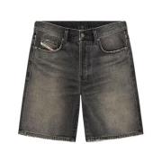 Regular-Short Zwarte Jeans Diesel , Black , Heren