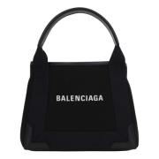 Zwarte canvas tas met leren afwerking Balenciaga , Black , Dames
