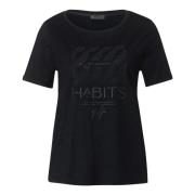 Casual Modal Blend T-Shirt Street One , Black , Dames