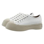 Witte Leren Plateau Sneakers Marni , White , Dames