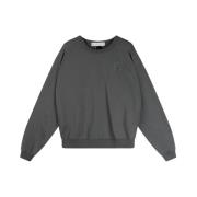 Oversized Grijze Sweater met Tape Detail 10Days , Gray , Dames