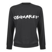 Zwart Crewneck Sweatshirt met Logo Dsquared2 , Black , Heren