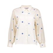 Geisha blouse Blouse flower embroidery 43079-14/10 off-white/blue Geis...