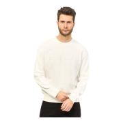 Witte Franse Crewneck Sweater Armani Exchange , White , Heren