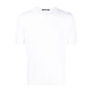 Witte Korte Mouw Gebreide T-shirt Tagliatore , White , Heren
