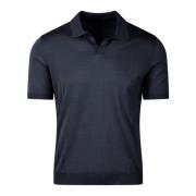 Zijden Gebreide Polo Shirt Ss24 Tagliatore , Black , Heren