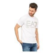 Wit Slim Fit Logo T-shirt Emporio Armani EA7 , White , Heren