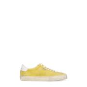 Gele Suède Sneakers Ronde Neus Logo Golden Goose , Yellow , Dames