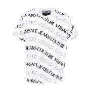 Logo Print Wit Katoenen T-shirt Versace Jeans Couture , White , Heren