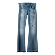 Distressed Low Waist Flair Jeans Dondup , Blue , Dames